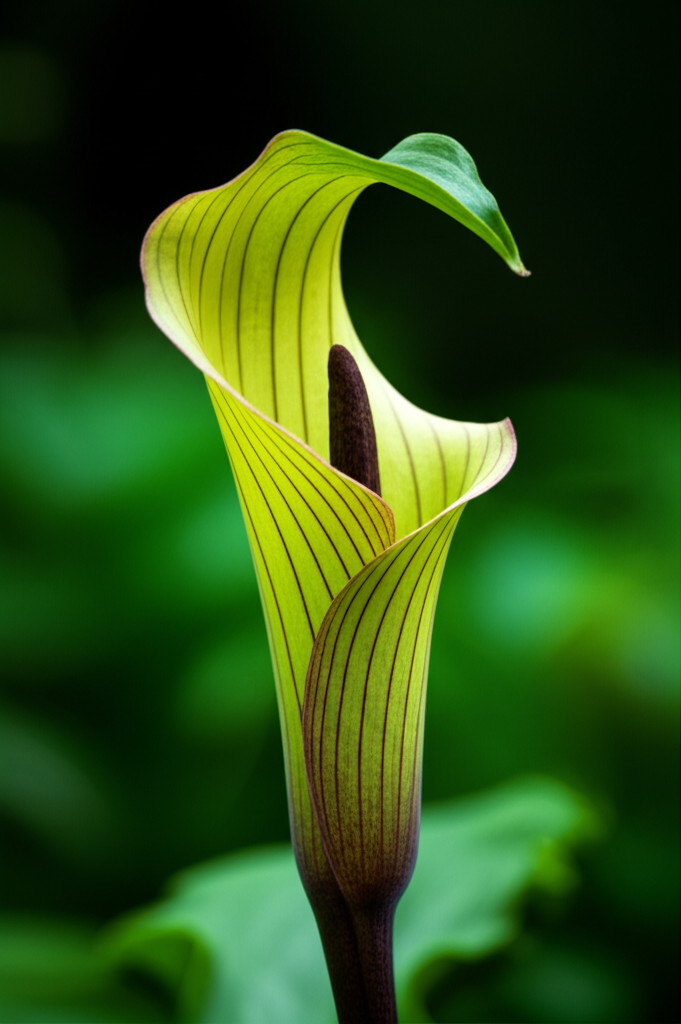 Jack-in-the-Pulpit flower display for garden photography section visual