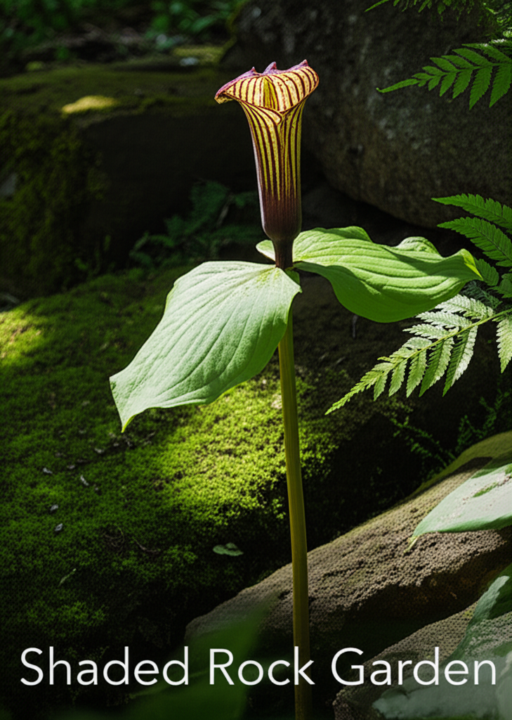 Jack-in-the-Pulpit in shaded rock garden designs section visual