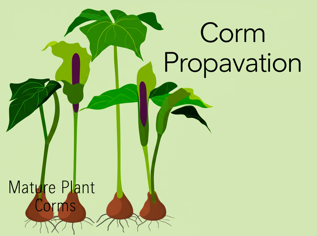 Jack-in-the-Pulpit propagation from mature plant corms
