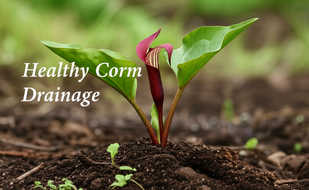 Jack-in-the-Pulpit soil drainage techniques for corm health section visual