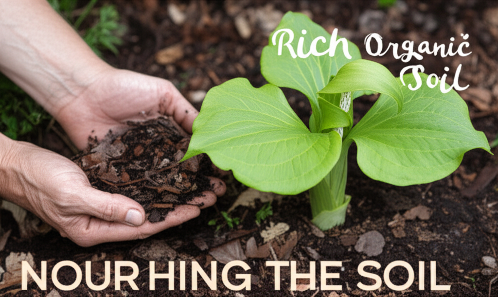 Jack-in-the-Pulpit soil enrichment using organic matter