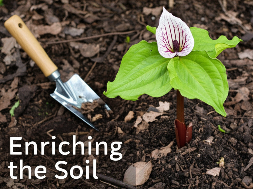 Jack-in-the-Pulpit soil enrichment with organic matter